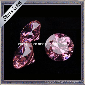 Diamond Cut Round Shape Pink CZ Stone